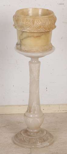 Alabaster pedestal + flower pot