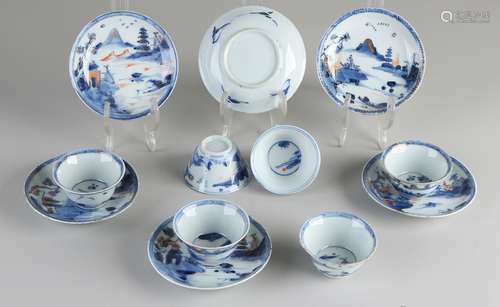 Six 18th century Chinese Imari porcelain cups and saucers