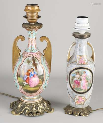 Two antique lamp bases, 1900