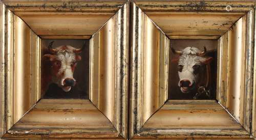 2x A. Verhoesen, Two cow heads