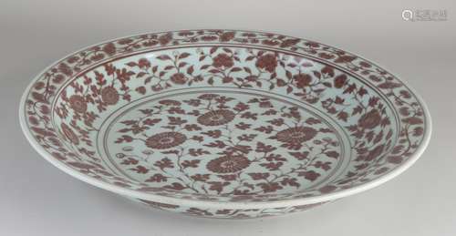 Chinese red dish Ø 44 cm.