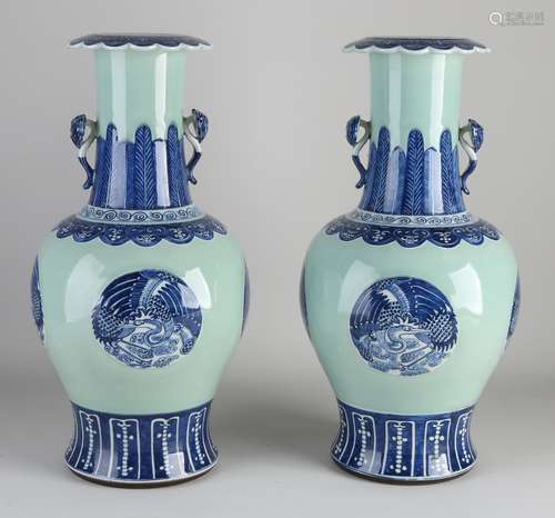 Two Chinese vases, H 42.5 cm.