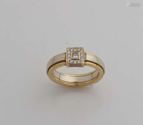 Gold bicolour ring with diamond