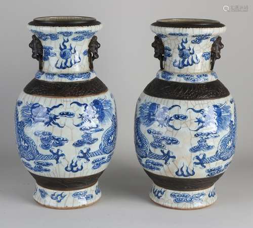 Set of Chinese vases, H 34 cm.