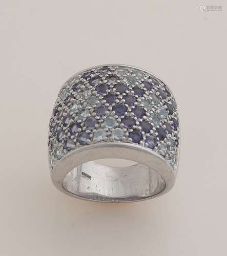 Silver ring with colored stones