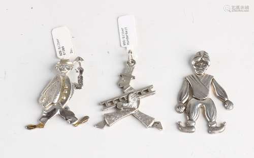 3 Silver pendants with figures