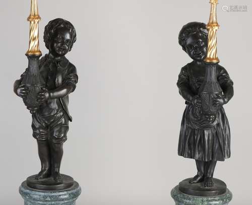 Two bronze candlesticks