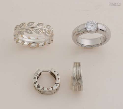 Lot of silver, 2 rings and earrings