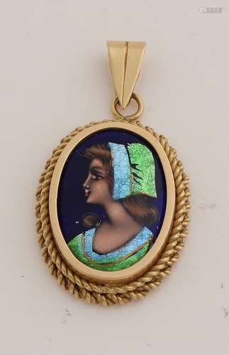 Gold enamel pendant