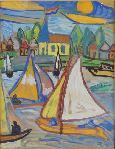 PK 1950, Dutch landscape with sailing boats