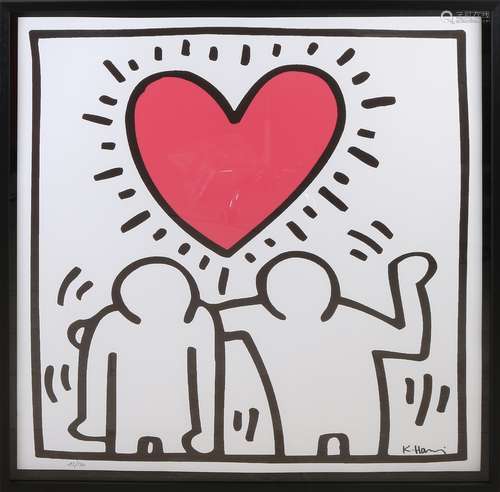 Keith Haring, Two figures with hearts