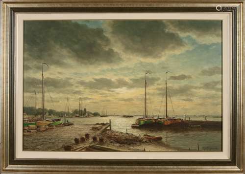 HJ van Wijngaarden, a Dutch harbor view along the IJssel