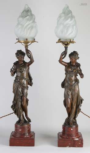 Two French table lamps, 1900