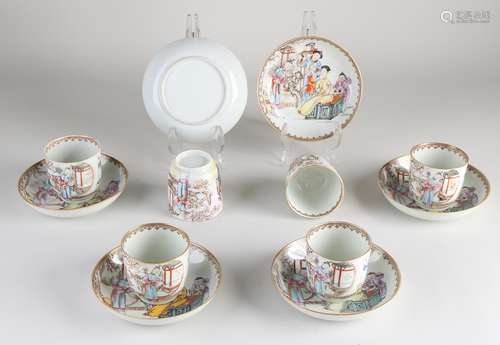 Six Chinese cups + saucers