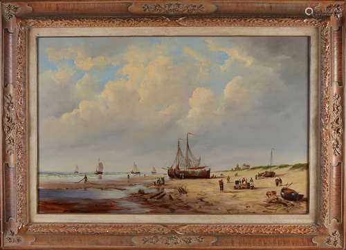 AL Perk Fecit, Beach scene with fishing boats