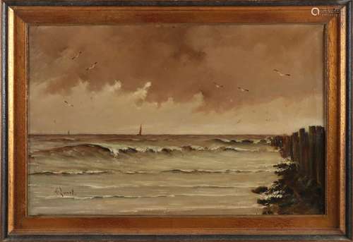 Marinus Zwart, Seascape with sailing boats