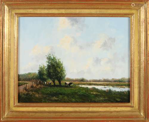 Frits Goosen, Dutch landscape with willows and cows