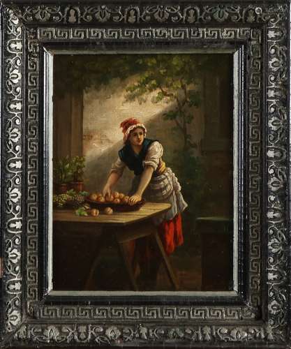 JH vd Heijden, Farmer's wife with a basket full of apples