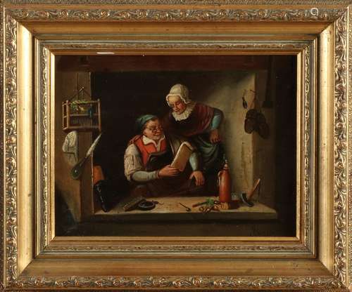 Brouwer, Interieur with husband and wife