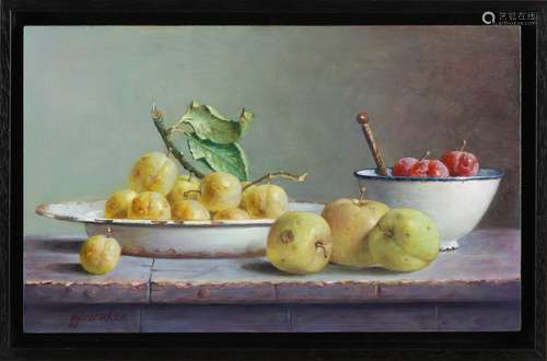 Hans Habraken, Still life with apricots and apples