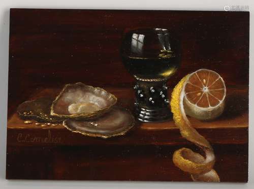 C. Cornelisz, Still Life with Roemer, Oysters and Lemon