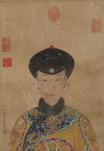 A CHINESE SCROLL PAINTING OF A WOMAN BY LANG SHI NIANG