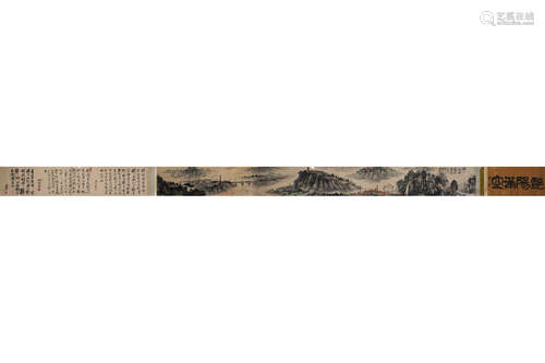 A CHINESE SCROLL PAINTING OF MOUNTAINS AND RIVERS, QIAN SONG...