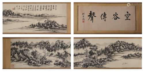 A CHINESE SCROLL PAINTING OF MOUNTAINS AND RIVERS ,HUANG BIN...