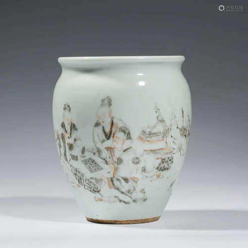 A CHINESE PORCELAIN STORY JAR