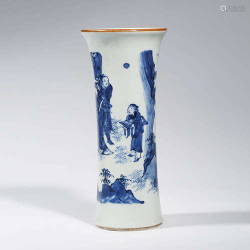 A CHINESE PORCELAIN BLUE AND WHITE STORY VASE