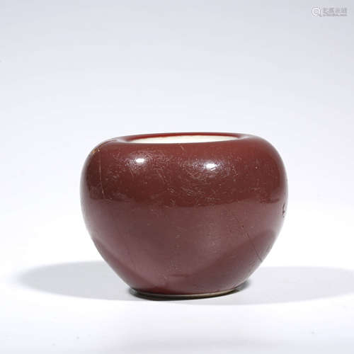 A CHINESE PORCELAIN COWPEA-RED-GLAZED WASHER