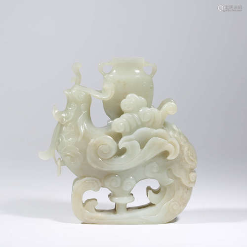 A CHINESE WHITE JADE CARVING OF A PHOENIX INCENSE HOLDER