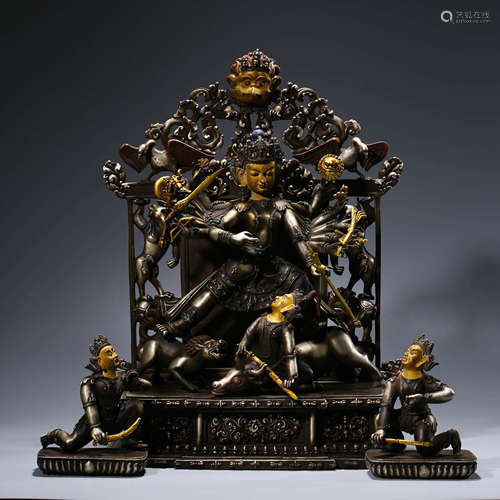 A CHINESE BRONZE GUHYASAMAJA STATUE