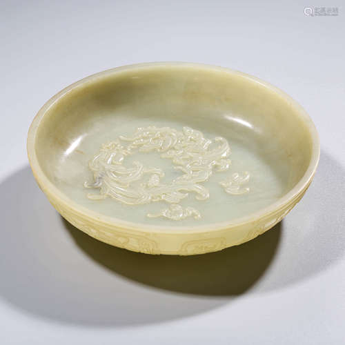 A CHINESE JADE BATS AND PEACHES WASH