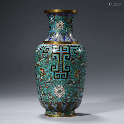 A CHINESE CLOISONEE ENAMEL INTERLOCKING BRANCH VASE