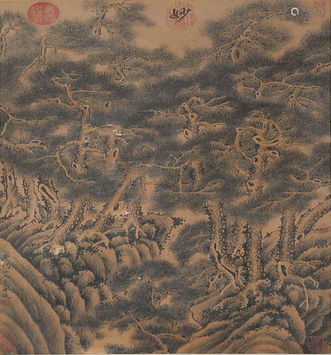 A CHINESE SCROLL PAINTING OF MOUNTAINS AND RIVERS, WANG MENG...