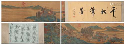 A CHINESE SCROLL PAINTING OF MOUNTAINS AND RIVERS, QIU YING ...