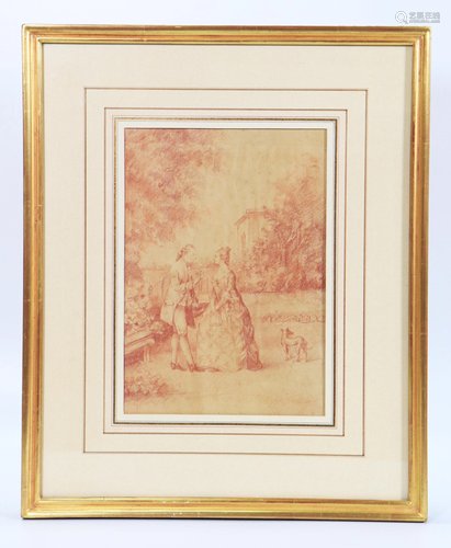 Carmontelle; 18 C French Sanguine Crayon Drawing