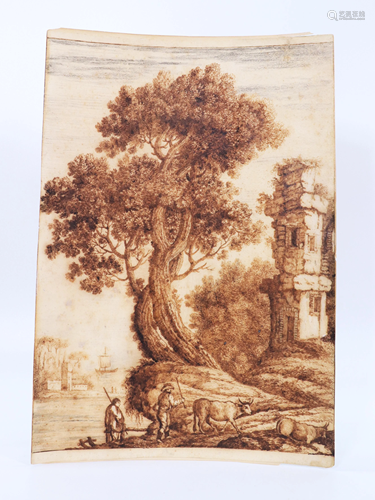 Italian Pen & Brown Ink Landscape 18 C Drawing