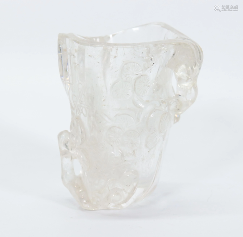 Chinese Carved Rock Crystal Quartz Tree-Form Cup