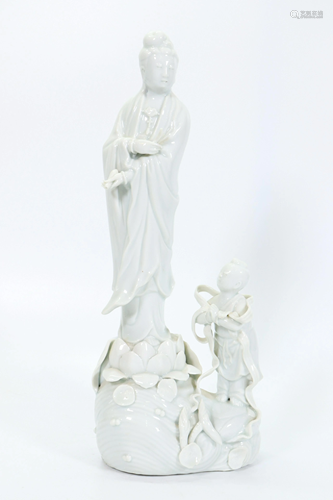 Chinese Blanc de Chine Porcelain Guanyin and Boy