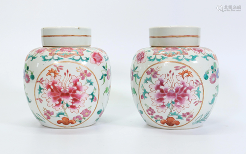 Pr Chinese 19 C Famille Rose Porcelain Ginger Jars