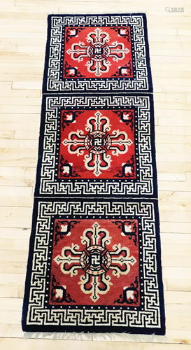 Tibetan 3-Panel Double Vajra Wool Carpet Runner