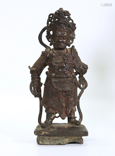 Chinese Ming Dynasty Bronze Guardian Figure