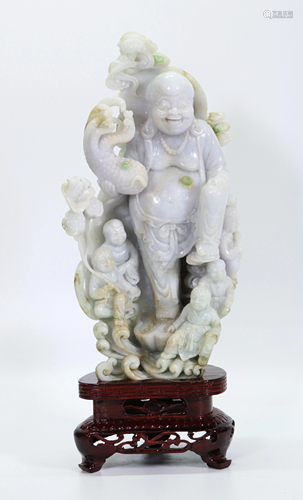 Chinese Jadeite Budai Buddha, 5 Children