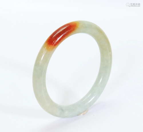 Chinese Pale Celadon Jadeite Bangle Russet Spot