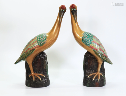 Fu Jian Hui Guan: Pair Chinese Porcelain Cranes