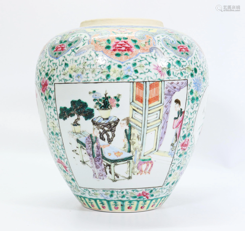 Chinese 19 C Famille Rose Porcelain Ginger Jar