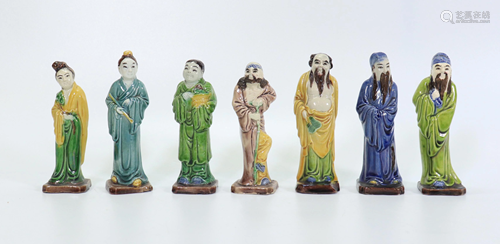 Chinese Enamel on Biscuit Porcelain 7 Immortals