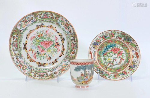 3 Chinese Famille Rose Enameled Porcelains